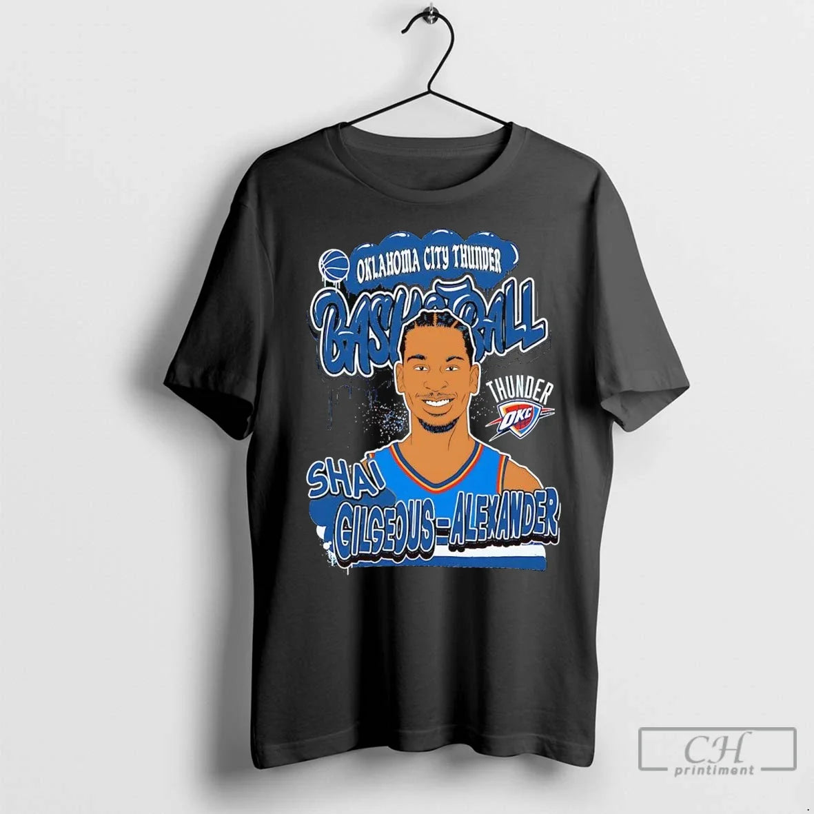 Shai Gilgeous Alexander Portrait Caricature Oklahoma City Thunder T
