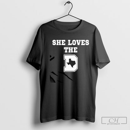 She Loves D Texas Map Long Sleeve Retro Art