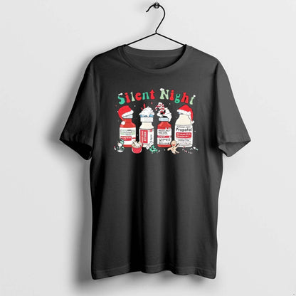 Silent Night Nurse T Shirts Long Sleeve Classic Gift