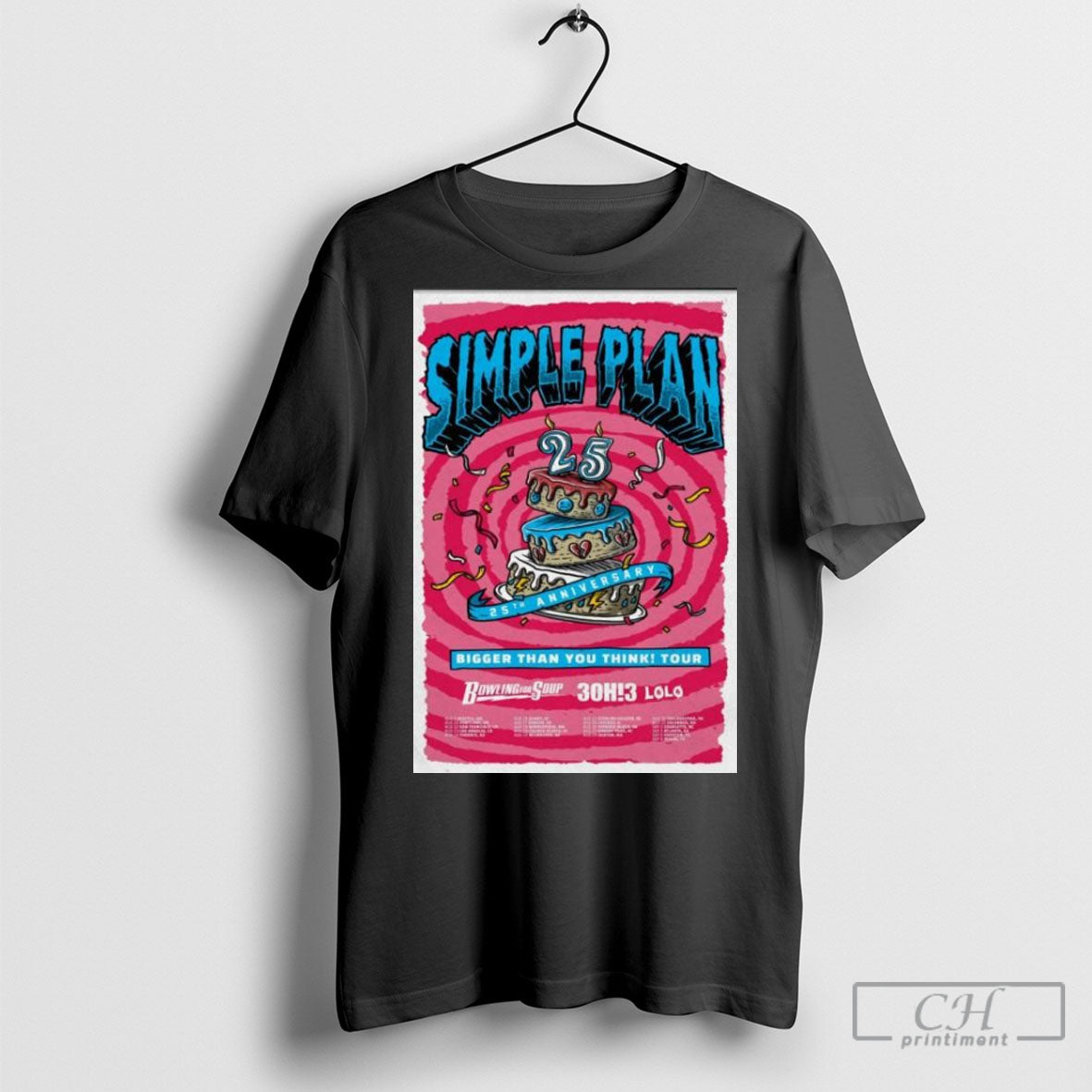 Simple Plan Bigger Than You Think 2025 Tour Poster Tee Exclusive Art