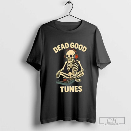 Skeleton Dead Good Tunes TShirt Retro Merch