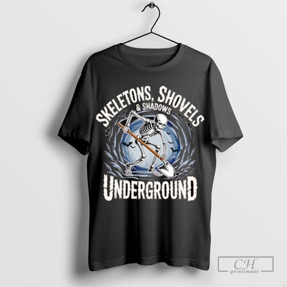 Skeletons Shovels And Shadows Underground Halloween Hoodie Classic Art