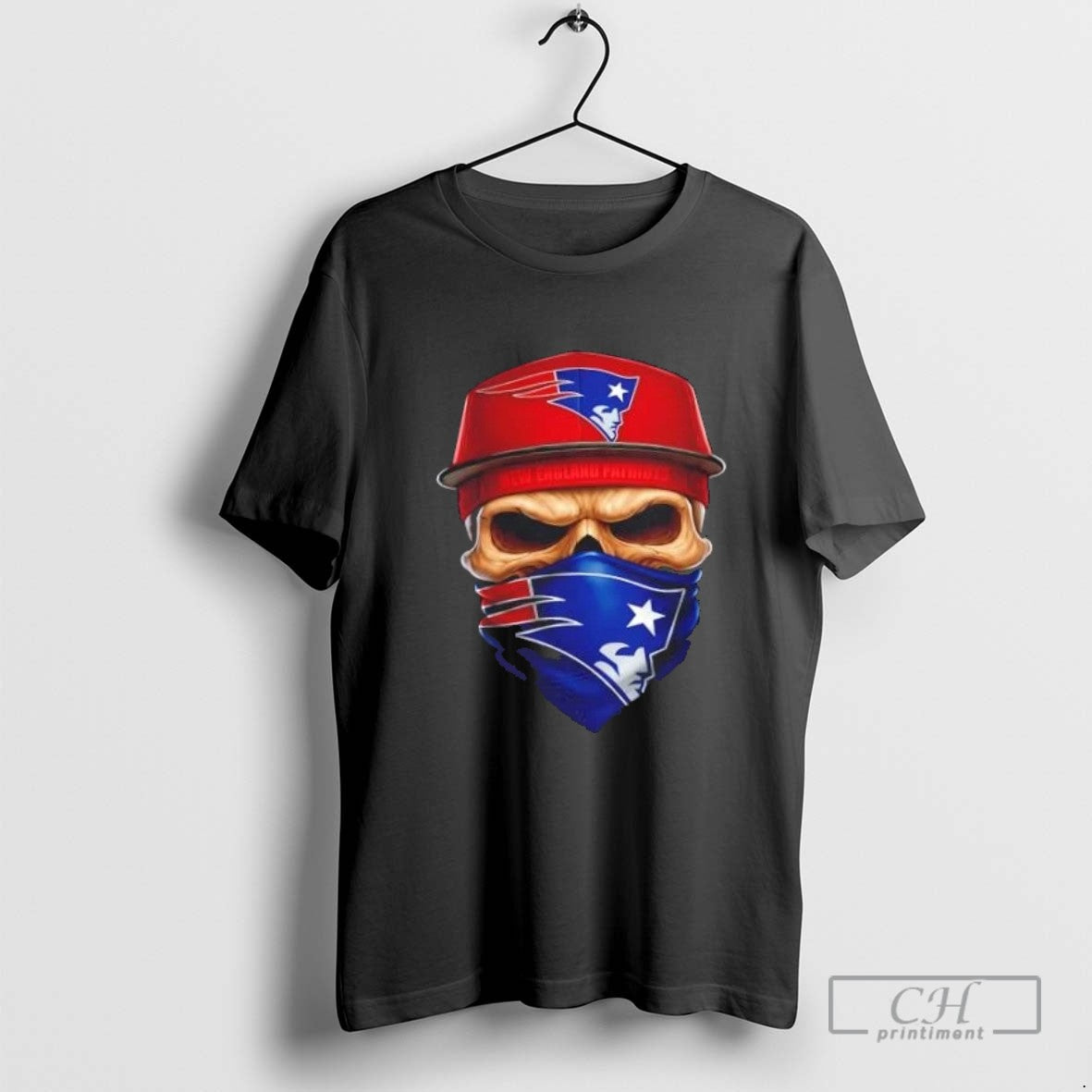 Skull Wearing Face Scarf New England Patriots Football Hoodie Premium