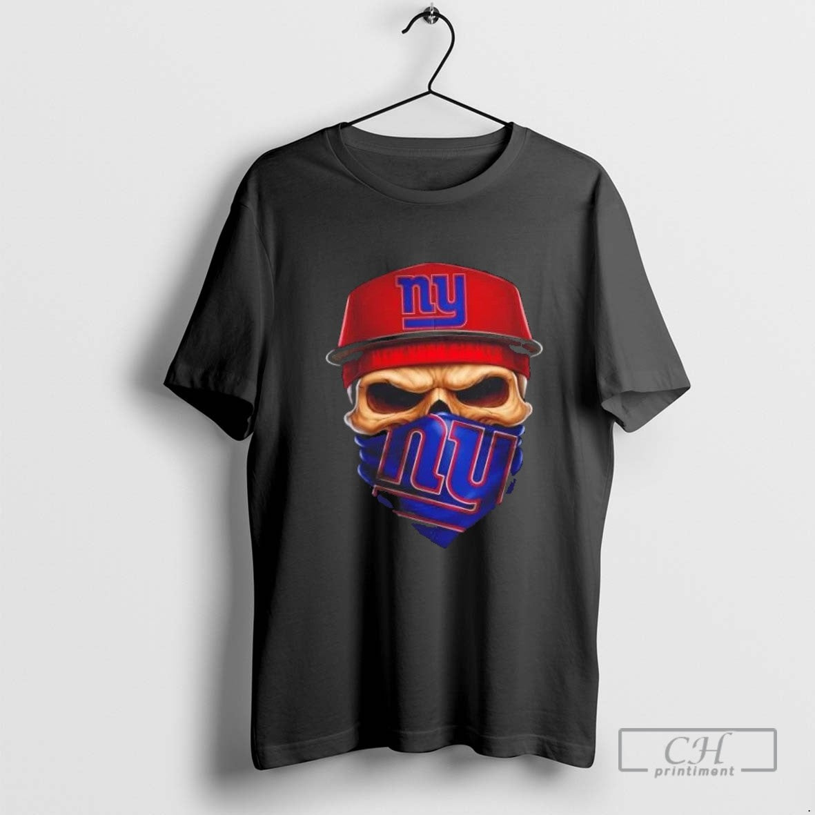 Skull Wearing Face Scarf New York Giants Football TShirt Elegant Look