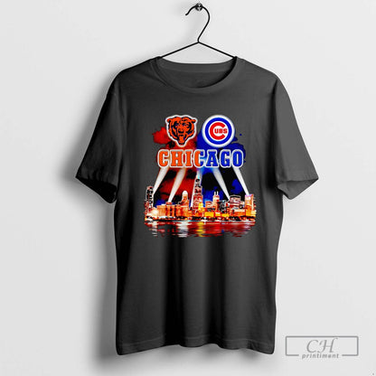 Skyline City Chicago Bears And Cubs Long Sleeve Exclusive Merch