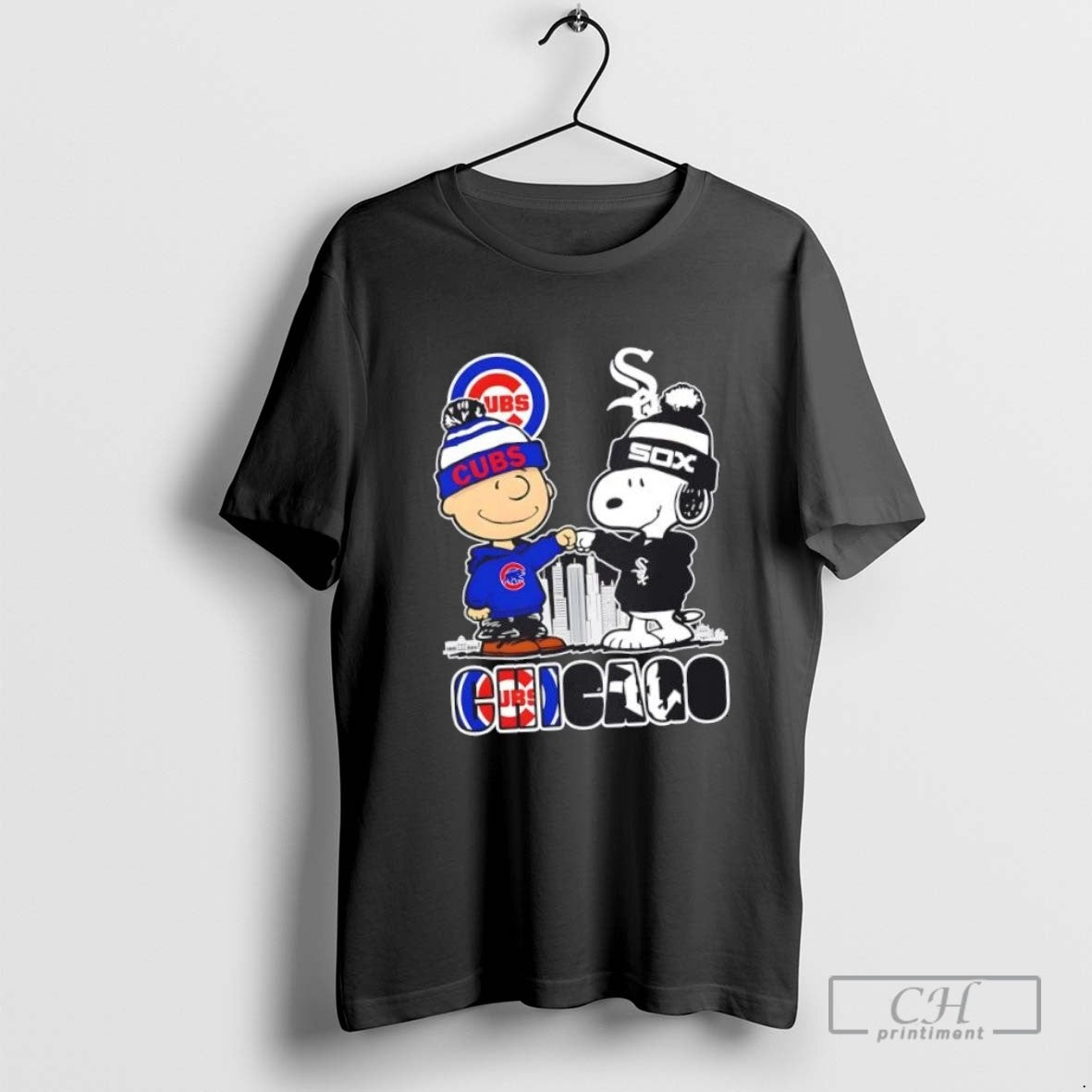 Snoopy And Charlie Brown Chicago City Sports Cubs X White Sox Skyline