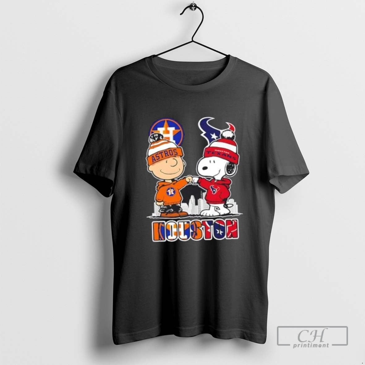 Snoopy And Charlie Brown Houston Sports Astros X Texans Skyline