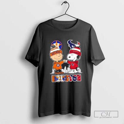 Snoopy And Charlie Brown Houston Sports Astros X Texans Skyline
