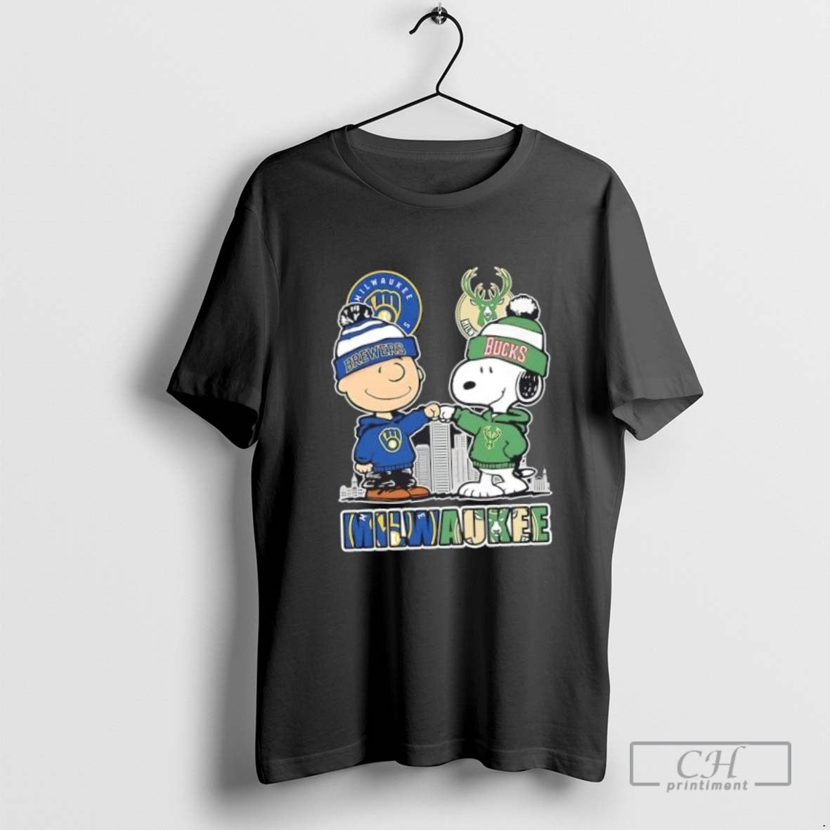 Snoopy And Charlie Brown Milwaukee City Sports Brewers X Bucks
