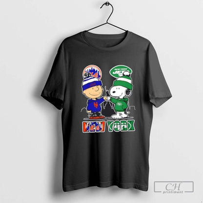 Snoopy And Charlie Brown New York Sports Mets X Jets Skyline Long