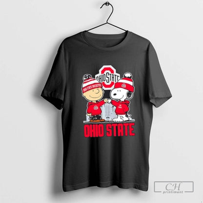 Snoopy And Charlie Brown Ohio State Buckeyes Football Skyline Tee