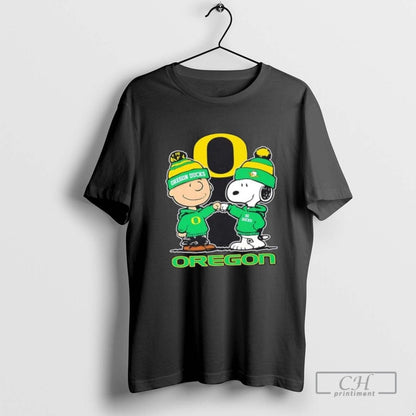 Snoopy And Charlie Brown Oregon Ducks Football Skyline Tank Top