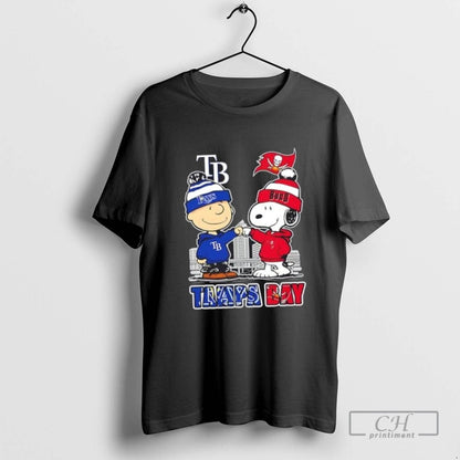 Snoopy And Charlie Brown Tampa Bay Rays X Buccaneers Shirt Vintage