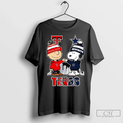 Snoopy And Charlie Brown Fist Bump Red Raiders And Cowboys Texas