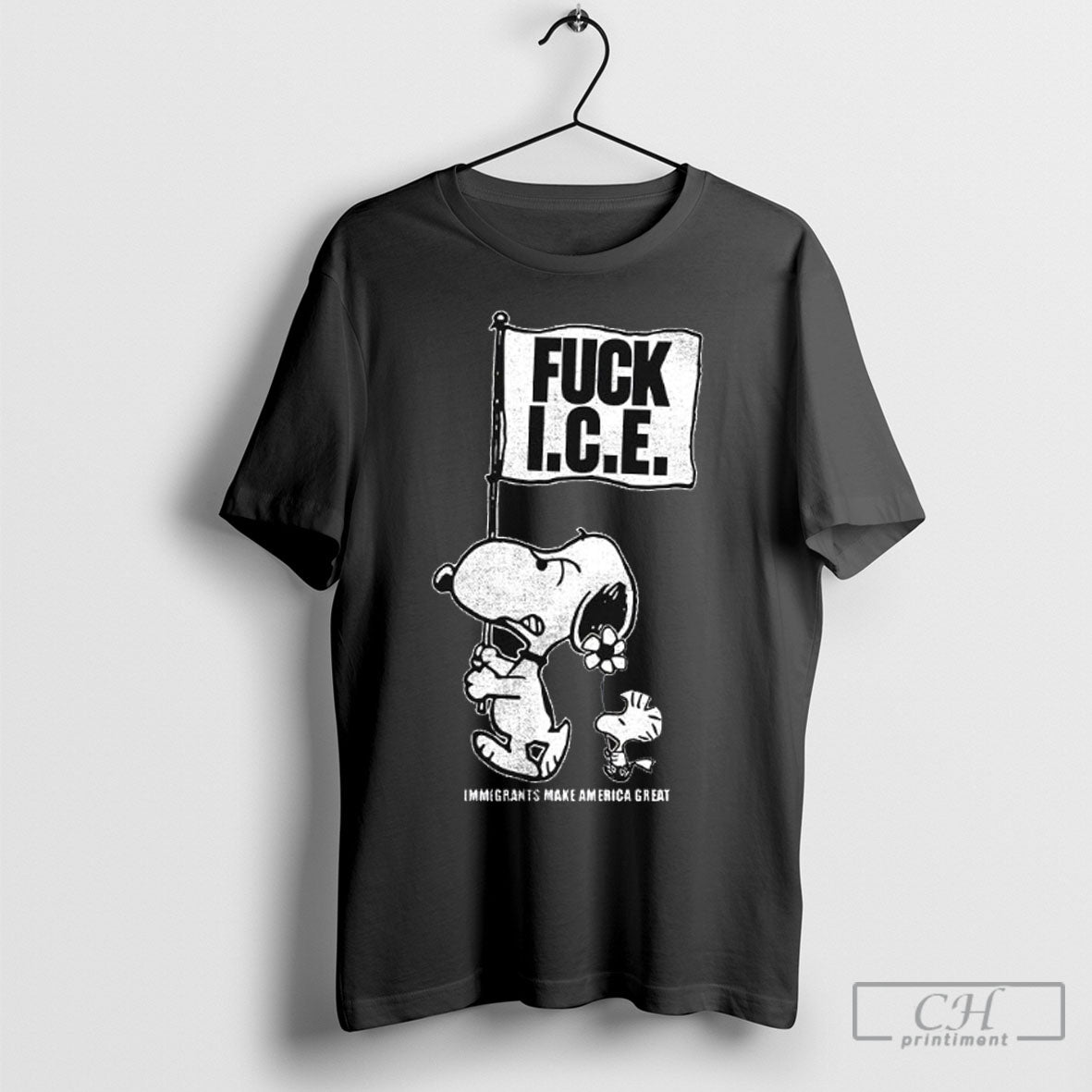 Snoopy Fuck Ice Flag Immigrants Make America Great Sweatshirt Premium