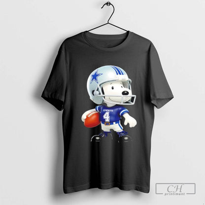 Snoopy Wearing Dallas Cowboys Football TShirt Vintage Design