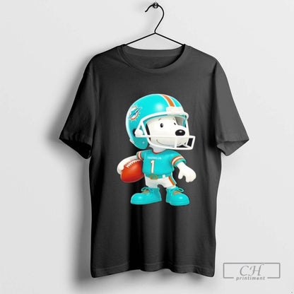 Snoopy Wearing Miami Dolphins Football Tee Classic Apparel