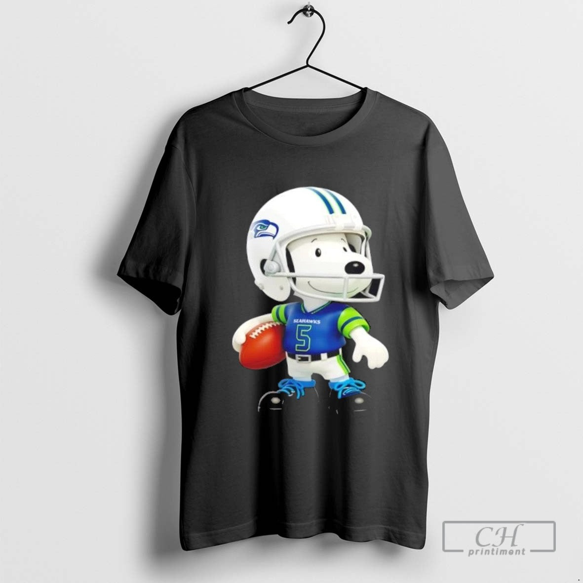 Snoopy Wearing Seattle Seahawks Football Sweatshirt Retro Art