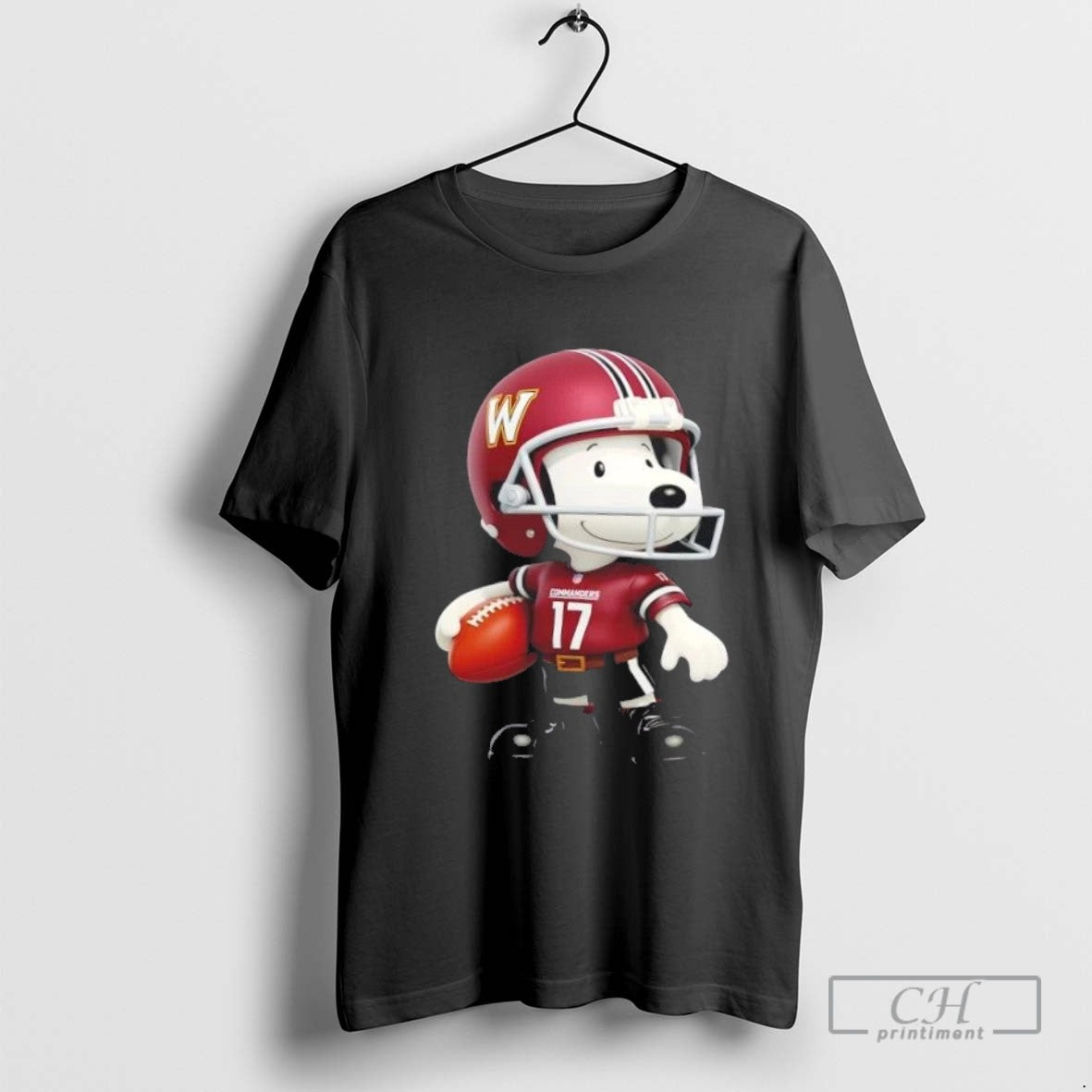 Snoopy Wearing Washington Commanders Football TShirt Designer Art