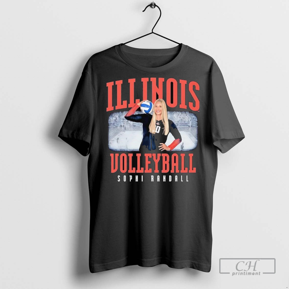 Sophi Randall Illustrated Illinois Volleyball T Shirts Tee Retro Look