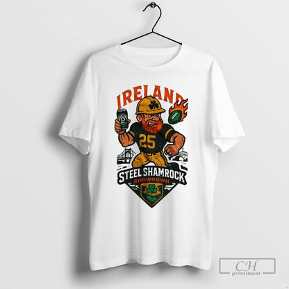 Steel Shamrock Showdown Pittsburgh X Ireland Game TShirt Designer Art
