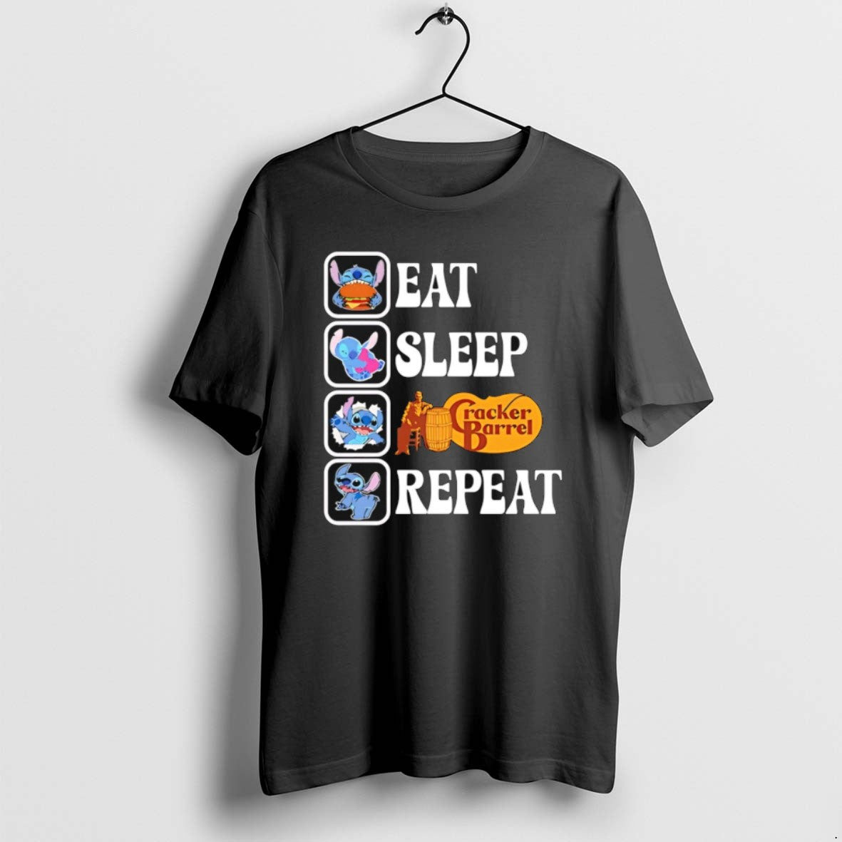 Stitch Eat Sleep Cracker Barrel Repeat T Shirts Sweatshirt Unique Gift