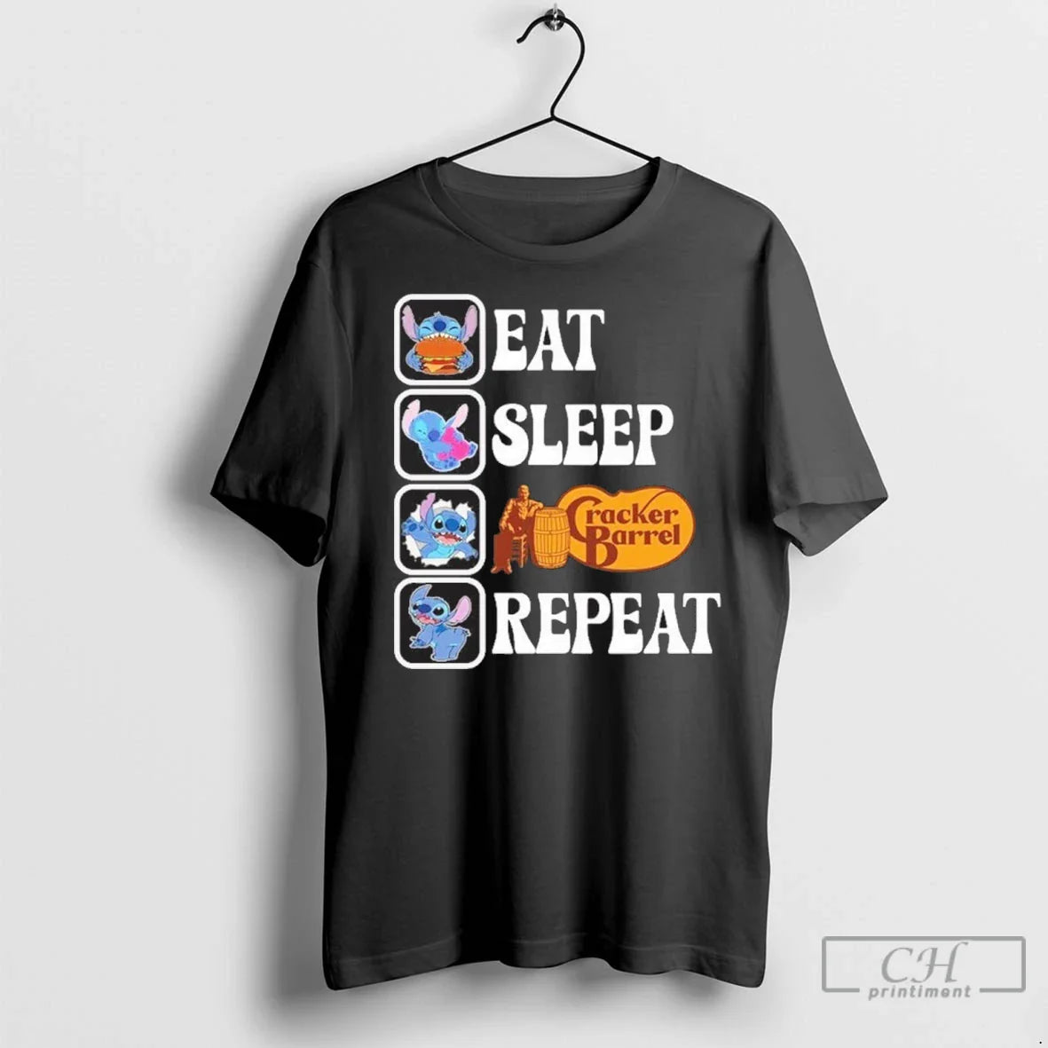 Stitch Eat Sleep Cracker Barrel Rfepeat T Shirts Shirt Designer