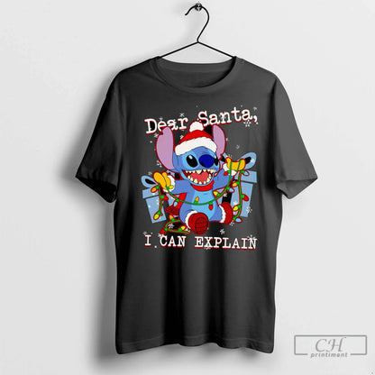 Stitch Dear Santa I Can Explain T Shirts Long Sleeve Retro Collection