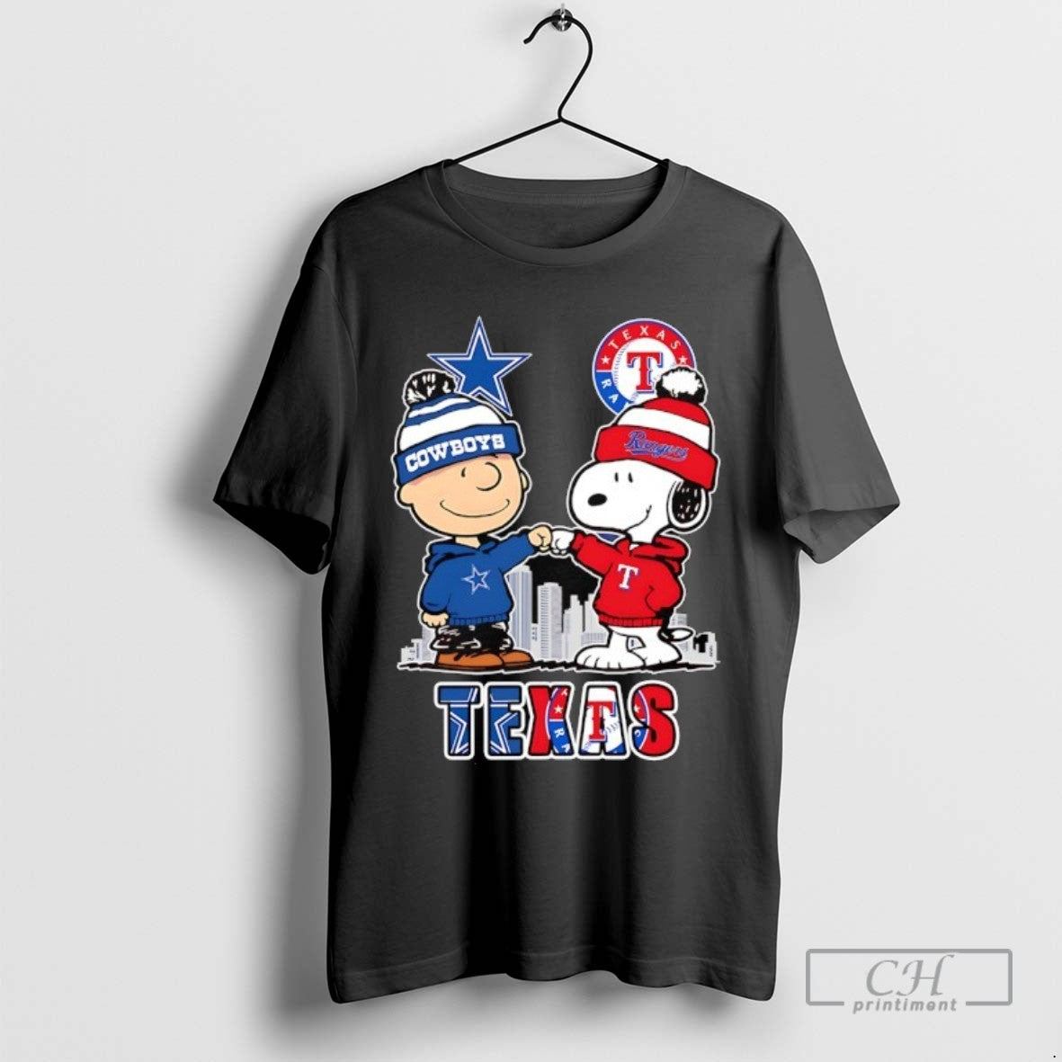 Texas City Skyline Charlie Brown Dallas Cowboys And Snoopy Texas