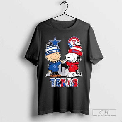 Texas City Skyline Charlie Brown Dallas Cowboys And Snoopy Texas