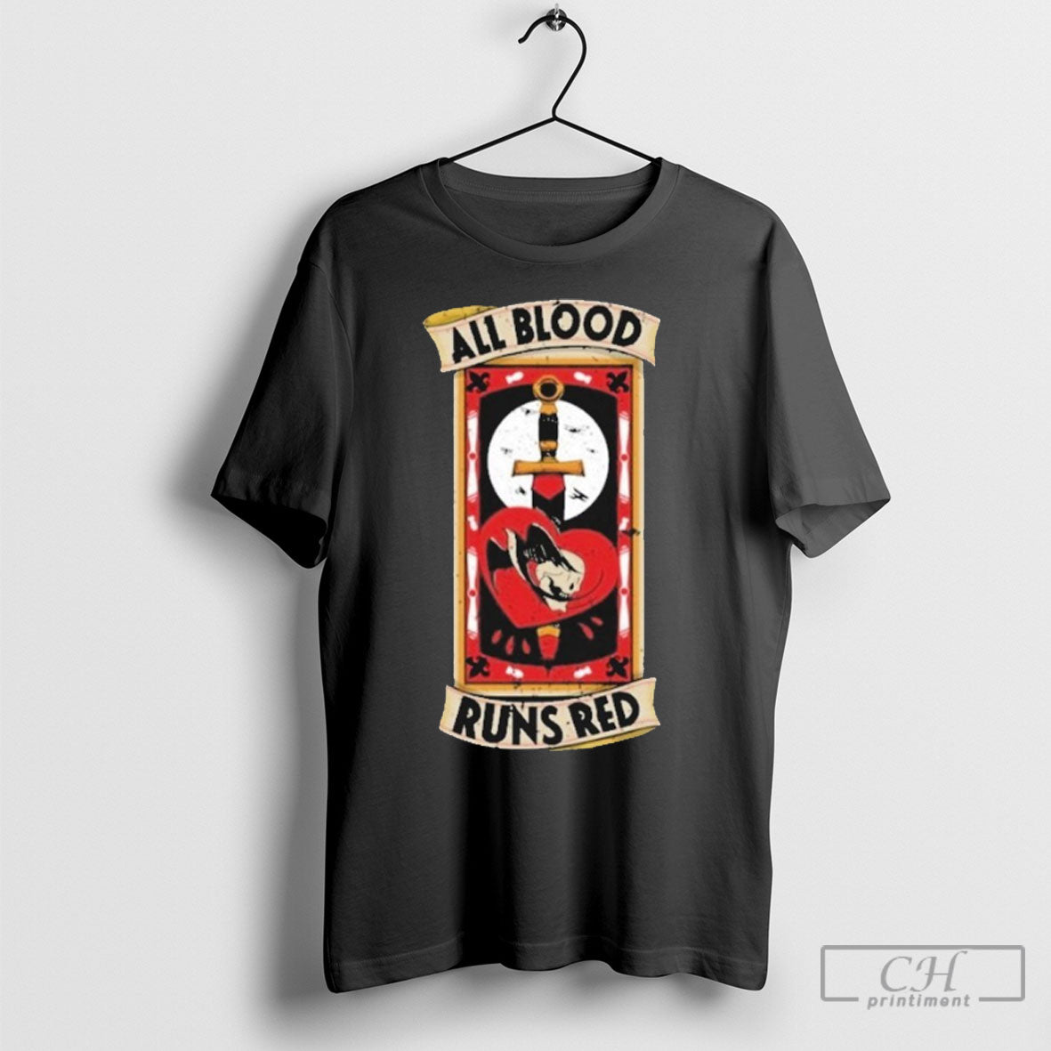 Fat Electrician All Blood Runs Red Sword Heart TShirt Exclusive