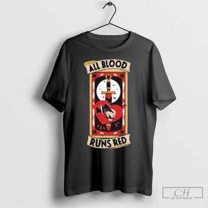 Fat Electrician All Blood Runs Red Sword Heart TShirt Exclusive