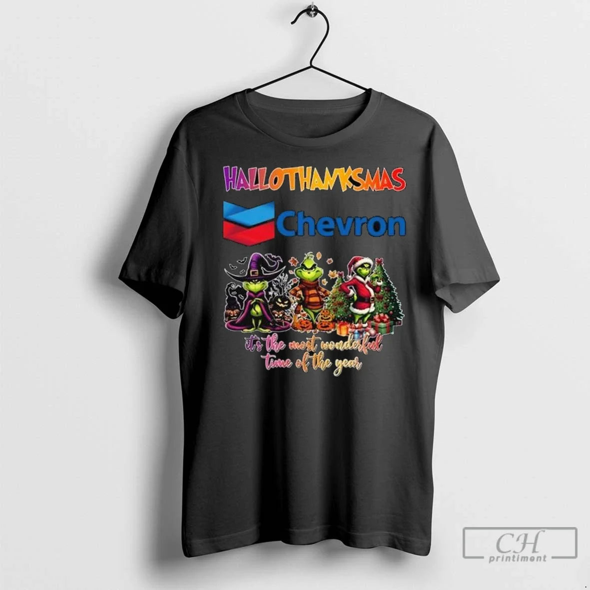Grinch Hallothanksmas Chevron Its Most Wonderful Time Year 2025 Long