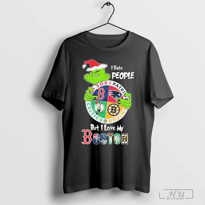 Grinch I Hate People But I Love My Boston Team Sport Hoodie Trendy