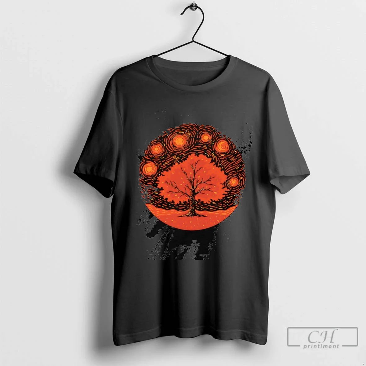 Changing Leaves Autumn Van Goghs Starry Night Long Sleeve Vintage