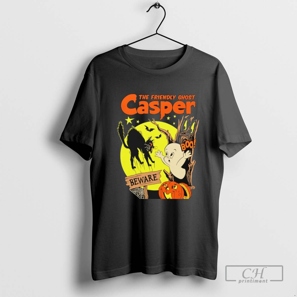 Friendly Ghost Casper Beware Boo Cat Ghost Halloween Hoodie Classic
