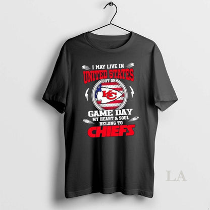 I May Live United States But Game Day My Heart And Soul TShirt Modern