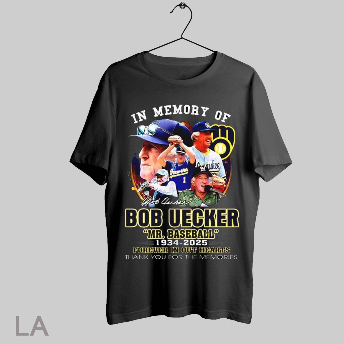 Memory Bob Uecker Mr Baseball 1934 2025 Forever Out Hearts TShirt