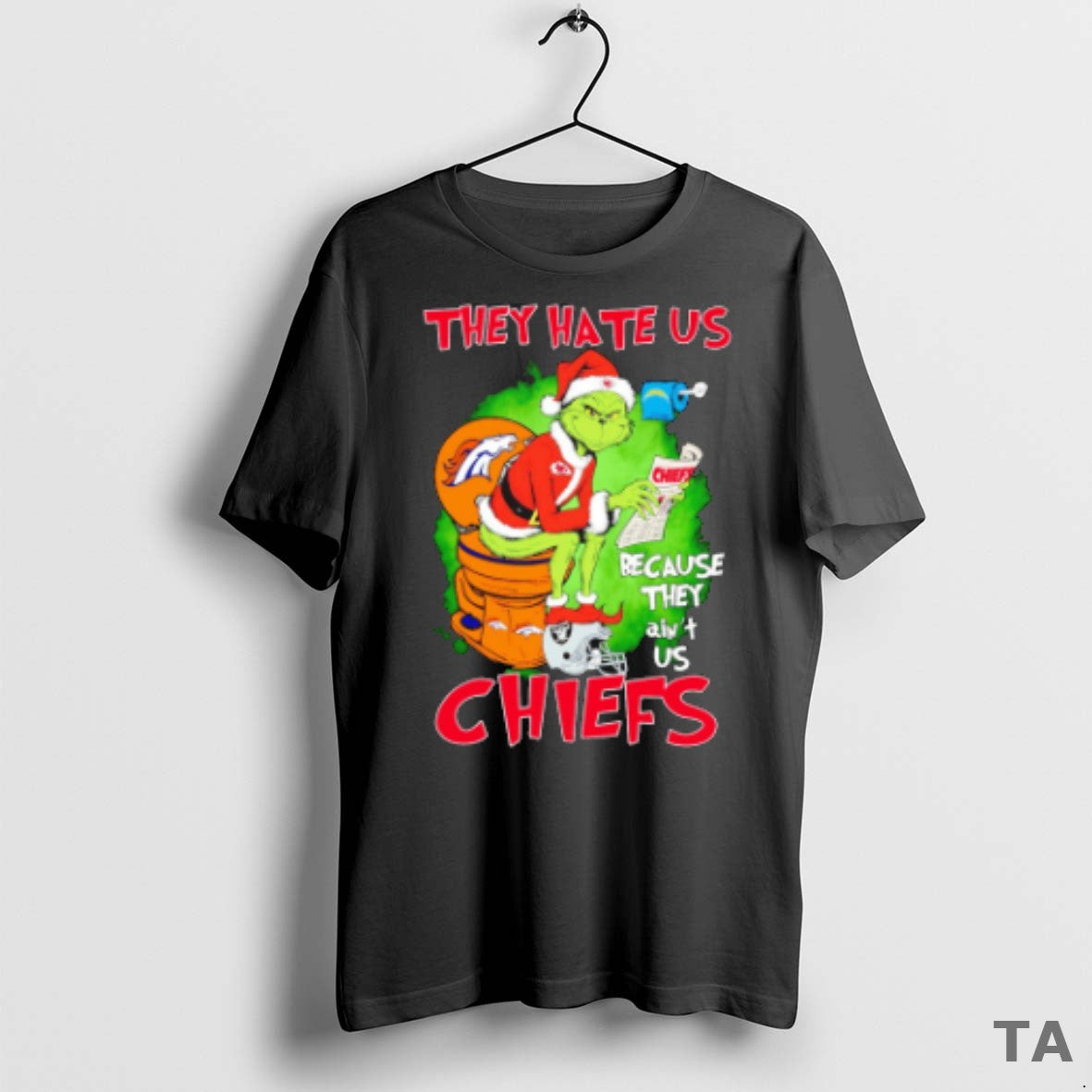 Grinch Sitting Toilet Wearing Kansas City Chiefs They Hate Us TShirt