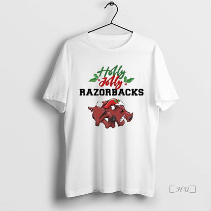 Trending Santa Holly Jolly Arkansas Razorbacks Football Tee Authentic