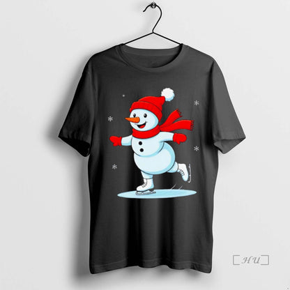 Trending Ice Skating Snowman Long Sleeve Retro Look