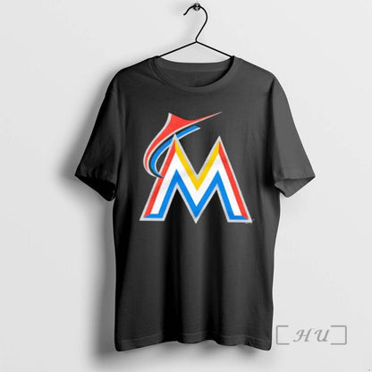 Trending Miami Marlins Logo Stylized Metallic Letter M Red Blue