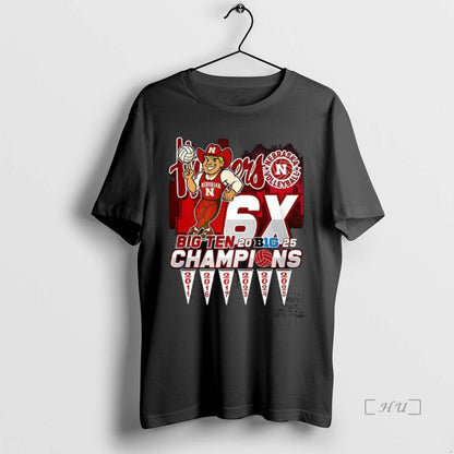 Trending Nebraska Volleyball Big Ten Champions 2025 Tee Retro Merch