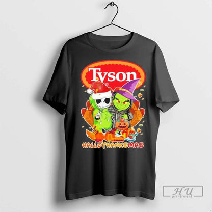 Trending Grinch And Santa Jack Tyson Logo Hallothanksmas T Shirts