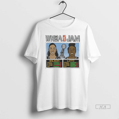 Trendy Aja Wilson And Jewell Loyd Legend Wnba Jam Aces Shirt Retro Art