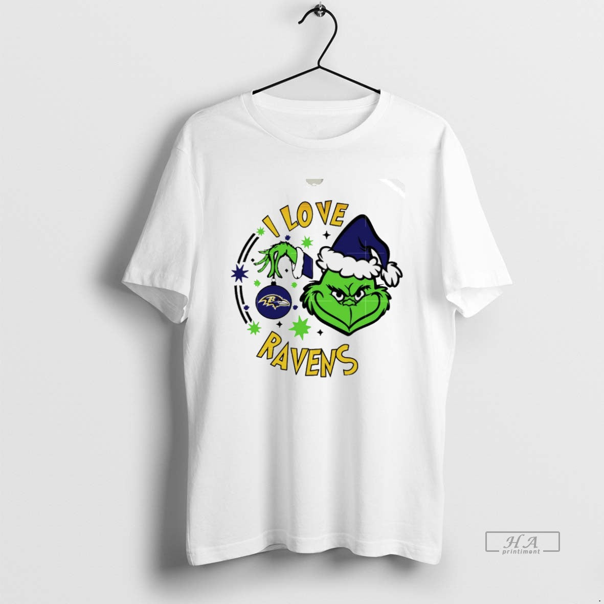 Trendy Baltimore Ravens X Santa Grinch I Love Ravens White Sweatshirt