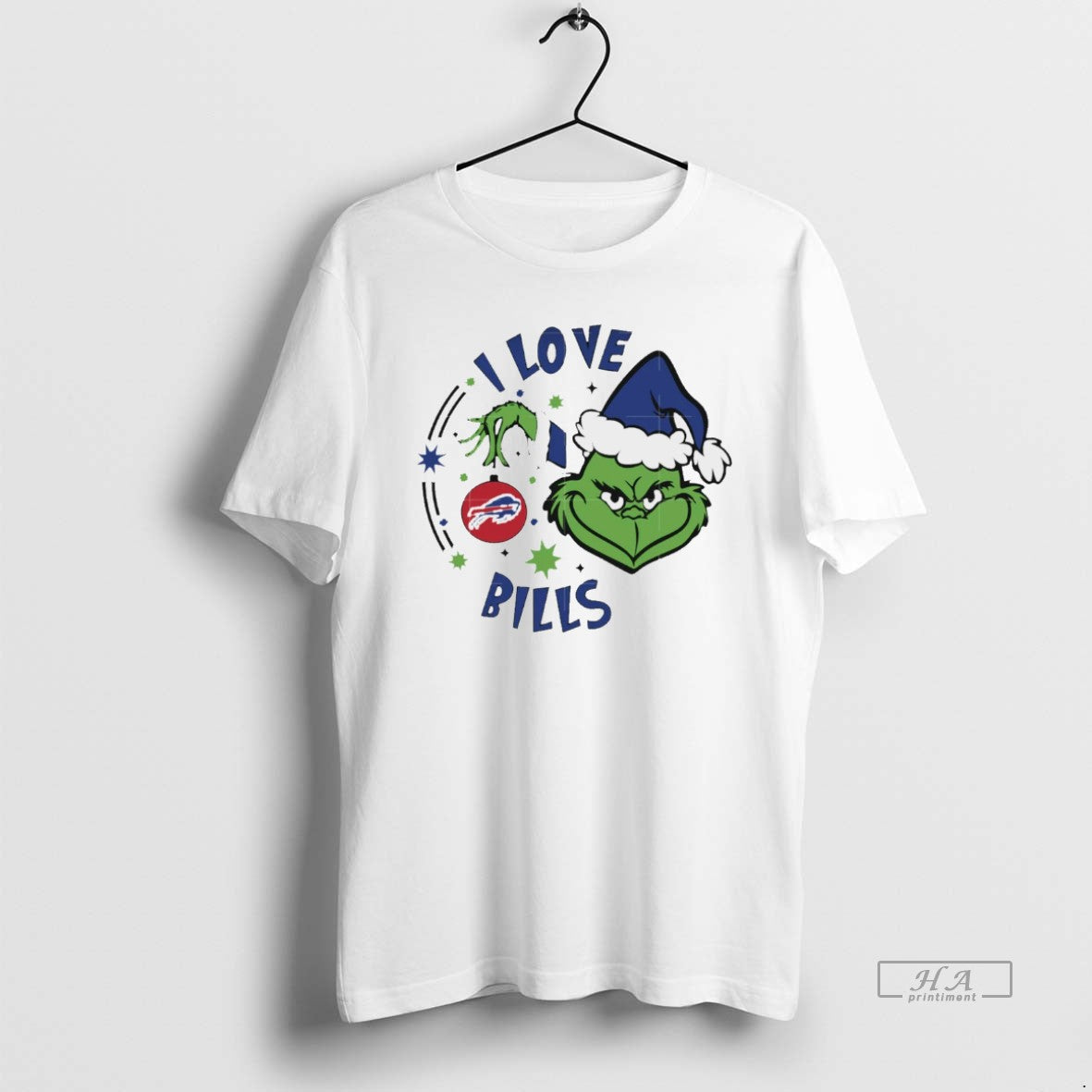 Trendy Buffalo Bills X Santa Grinch I Love Bills White Shirt Classic