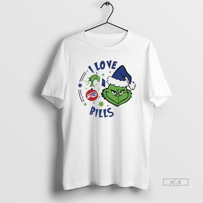 Trendy Buffalo Bills X Santa Grinch I Love Bills White Shirt Classic