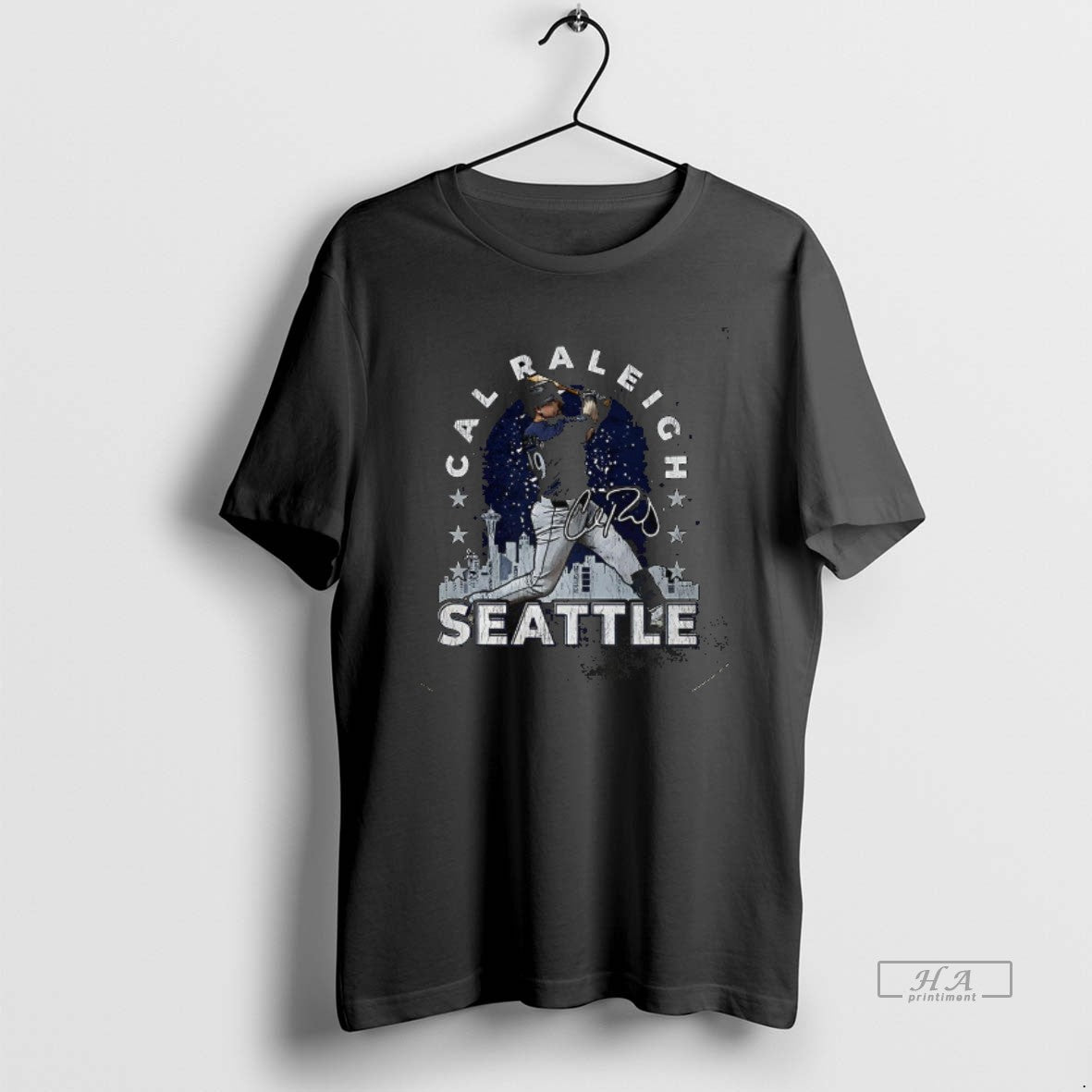 Trendy Cal Raleigh Seattle Mariners Baseball Gritty Skyline