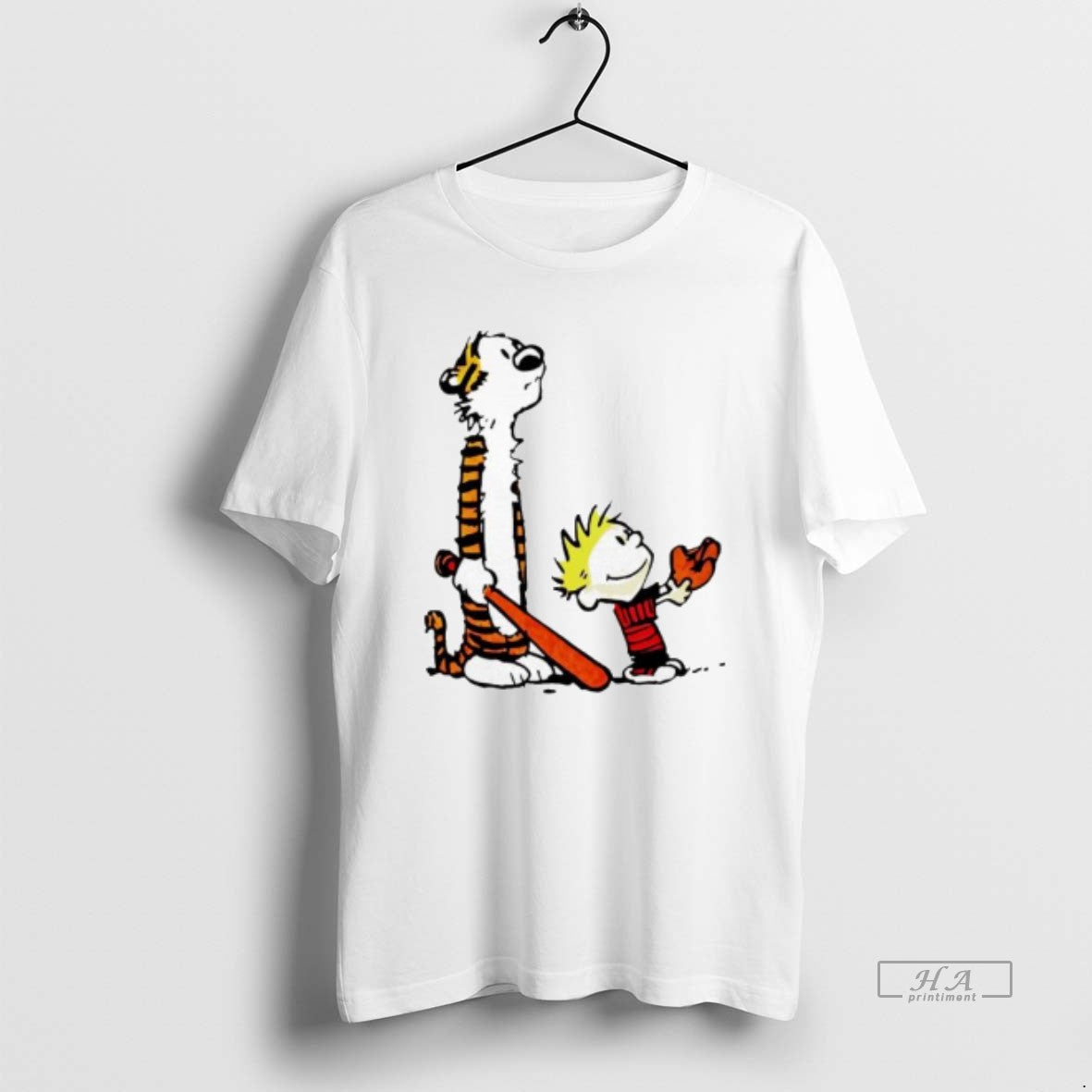 Trendy Calvin And Hobbes Holding Baseball Glove Tee Retro Merch